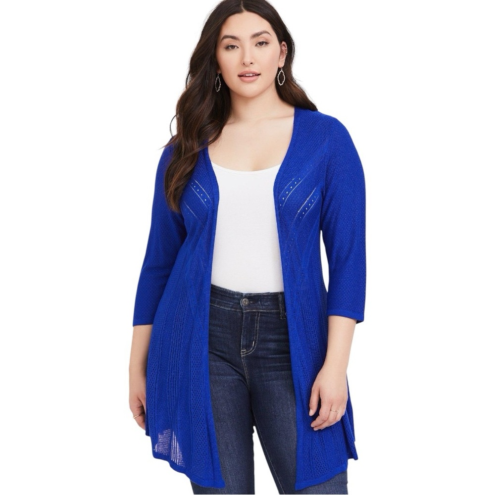 NWT Torrid Pointelle Cardigan Open Front Sweater - Size: M (10)